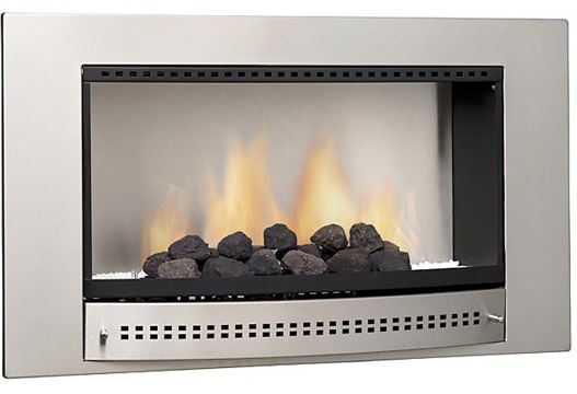 Classic Fireplace: stainless steel gas fireplace insert with coals