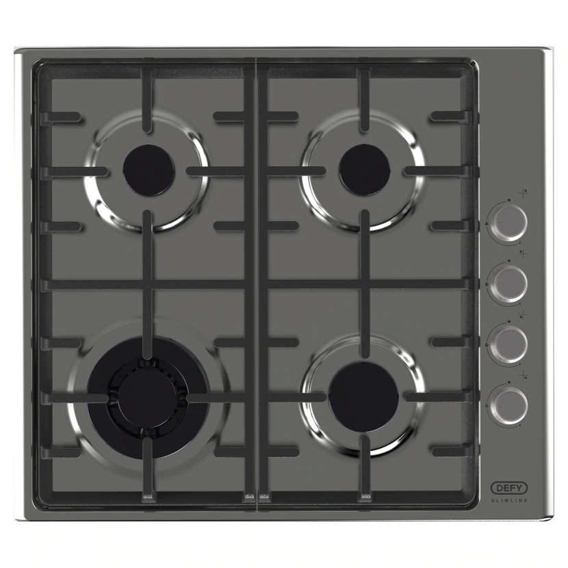 Defy slimline four burner stainless gas hob with wok burner