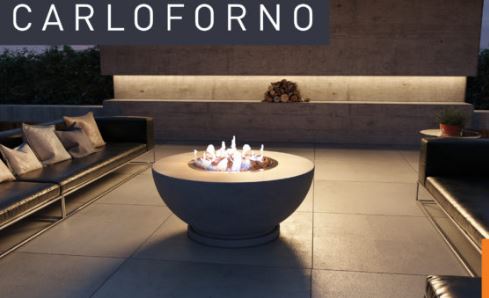Carloforno: concrete bowl fire pit on a patio