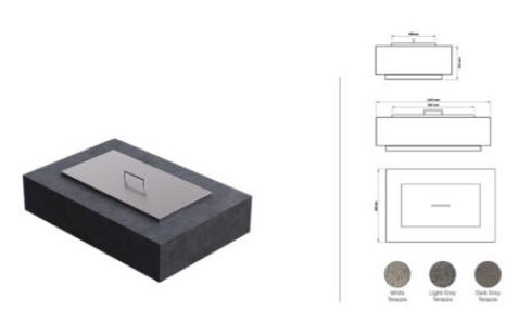 Plateau Gas Firepit dimensions drawing